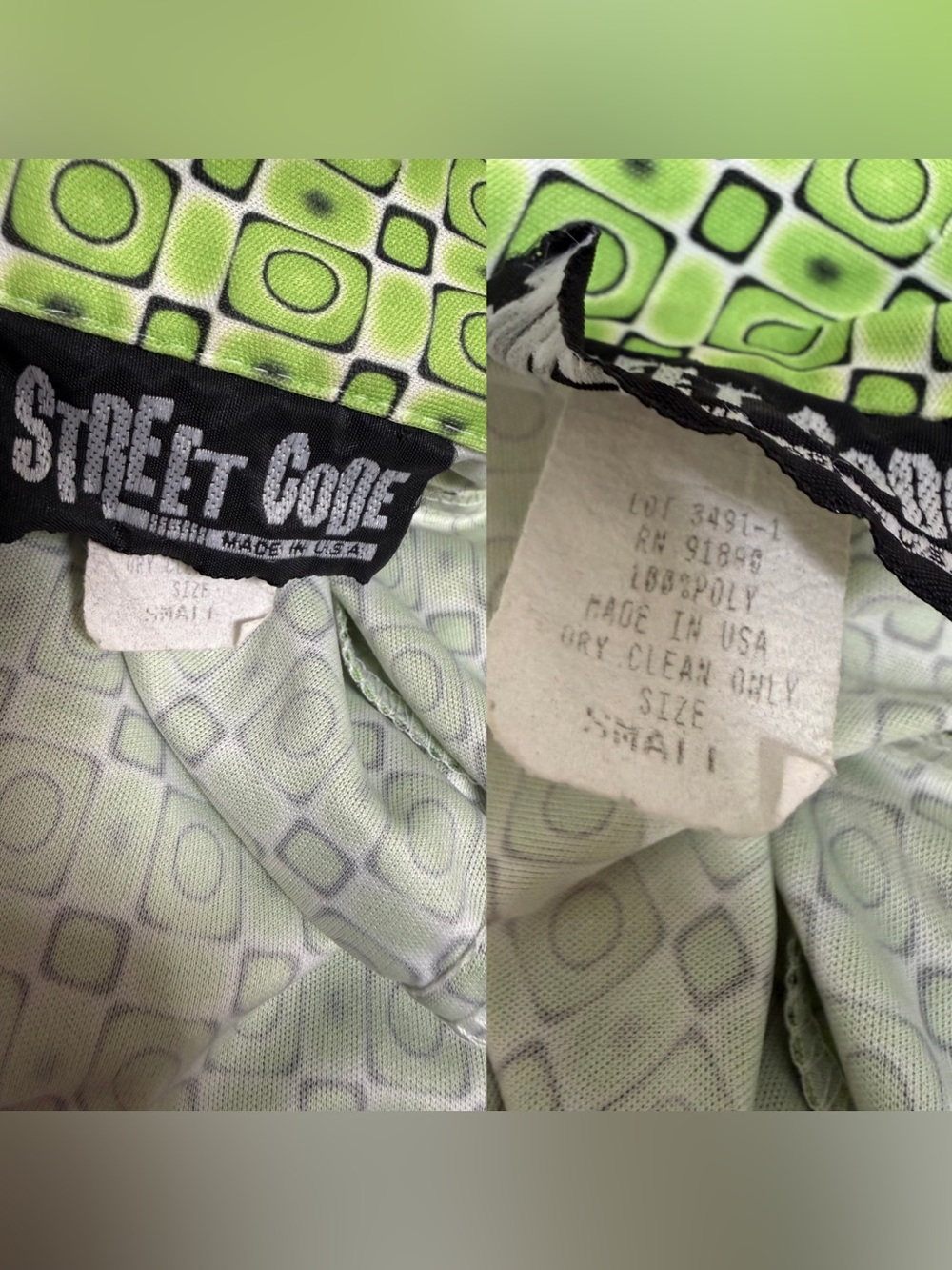 Y2K Geometric Pattern Zip Up Collared Top - Picture 4 of 6